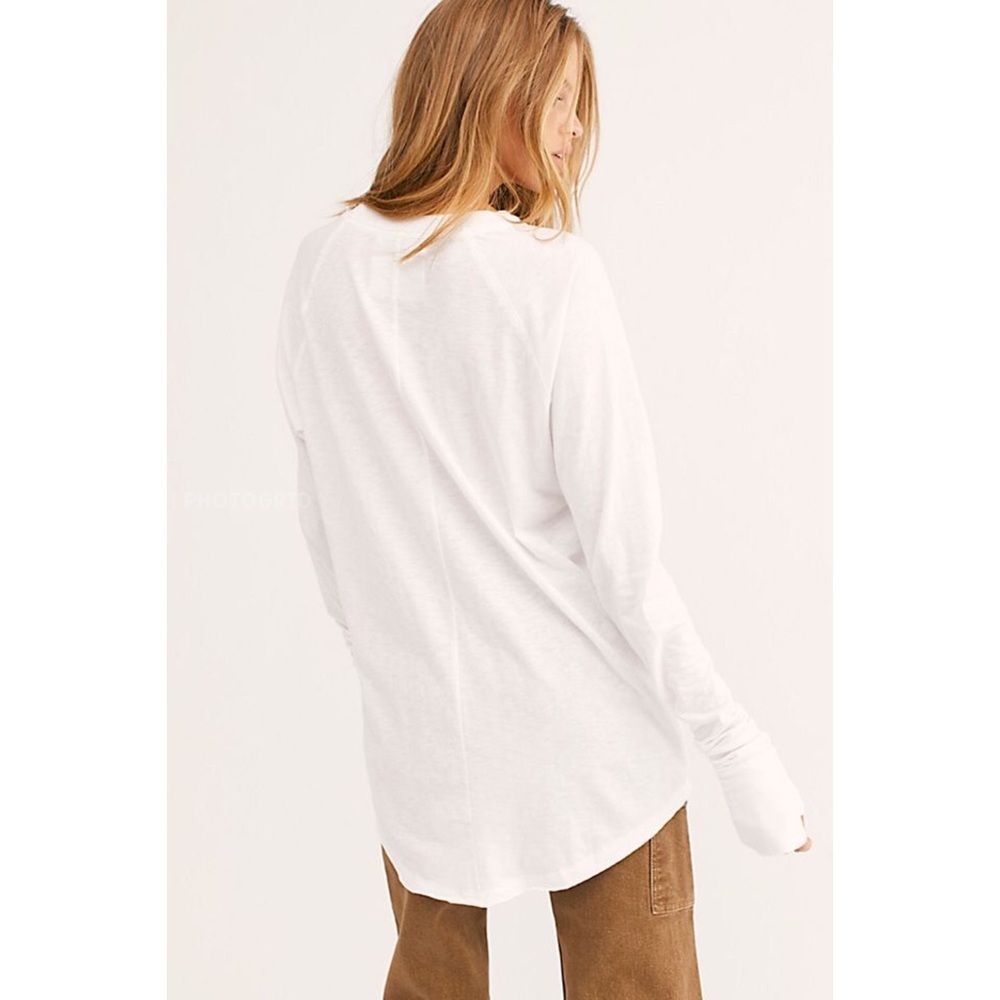 Free People We The Free Arden Tee Long Sleeve in Optic White New with Tags Small - Picture 11 of 14